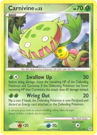 Carnivine Diamond and Pearl Pokemon card