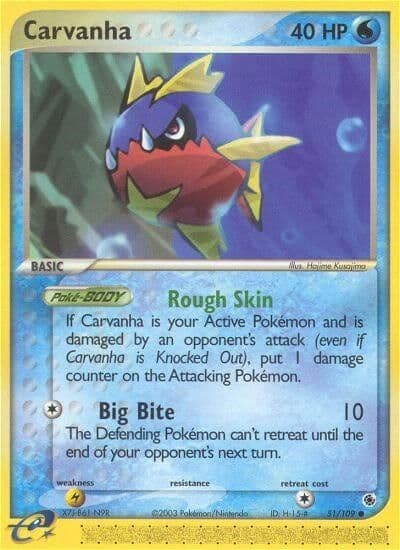 Carvanha Ruby and Sapphire Pokemon card