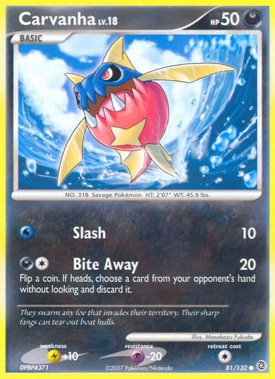Carvanha Secret Wonders Pokemon card