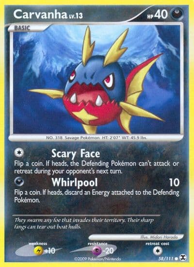 Carvanha Rising Rivals Pokemon card