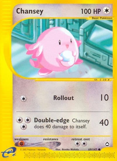 Chansey Aquapolis Pokemon card