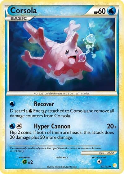 Corsola HeartGold SoulSilver Pokemon card