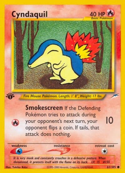 Cyndaquil Neo Destiny Pokemon card