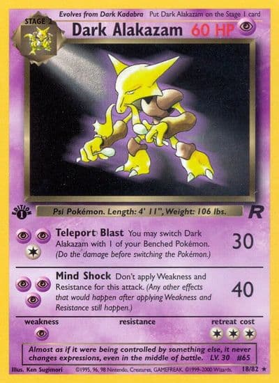 Dark Alakazam (18) Team Rocket Pokemon card
