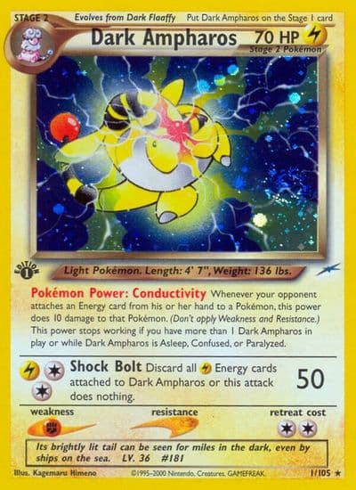 Dark Ampharos Neo Destiny Pokemon card