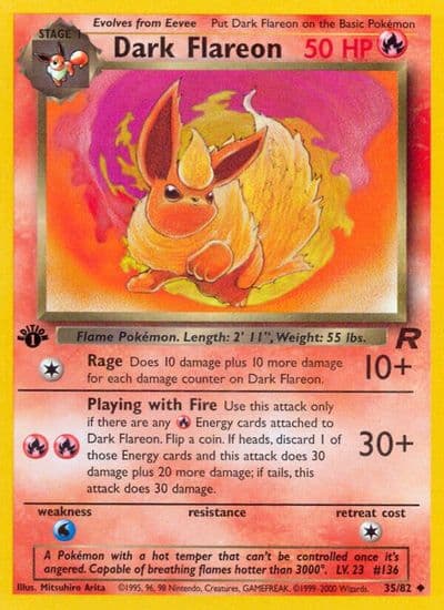 Dark Flareon Team Rocket Pokemon card