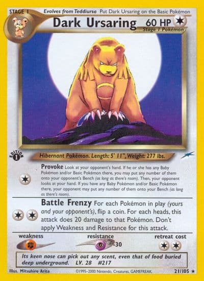 Dark Ursaring Neo Destiny Pokemon card