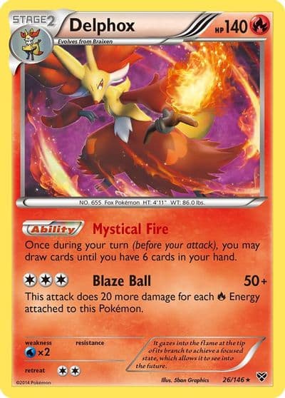 Delphox XY Base Set Pokemon card