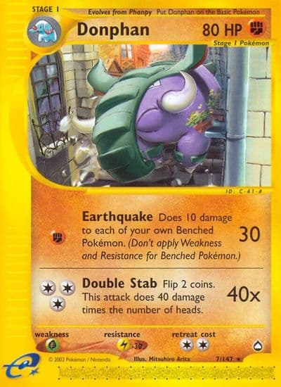 Donphan Aquapolis Pokemon card