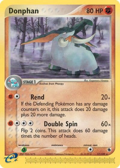 Donphan Ruby and Sapphire Pokemon card