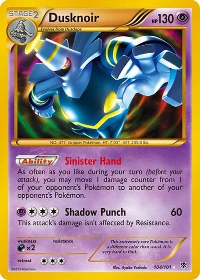 Dusknoir (104 Secret Rare) Plasma Blast Pokemon card