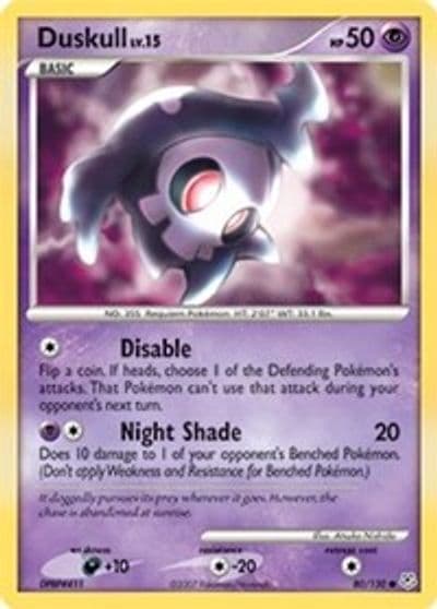 Duskull Diamond and Pearl Pokemon card