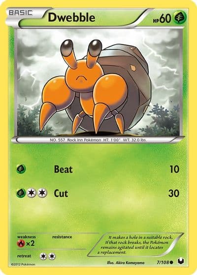 Dwebble Dark Explorers Pokemon card