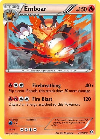 Emboar Boundaries Crossed Pokemon card