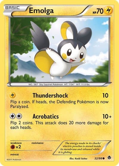 Emolga Emerging Powers Pokemon card