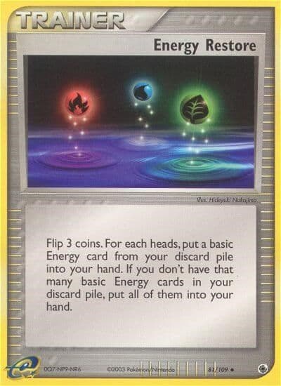 Energy Restore Ruby and Sapphire Pokemon card