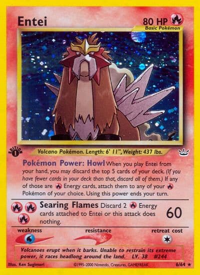 Entei (6) Neo Revelation Pokemon card