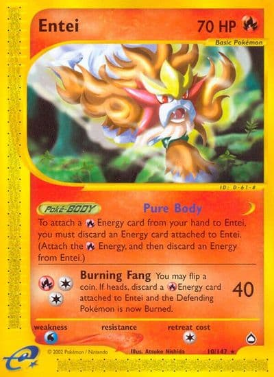 Entei Aquapolis Pokemon card