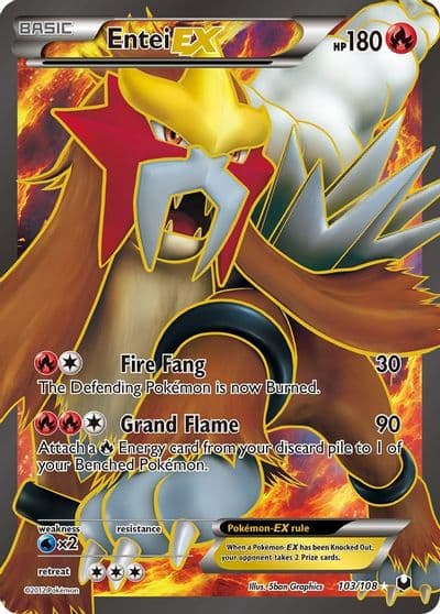 Entei EX (103 Full Art) Dark Explorers Pokemon card