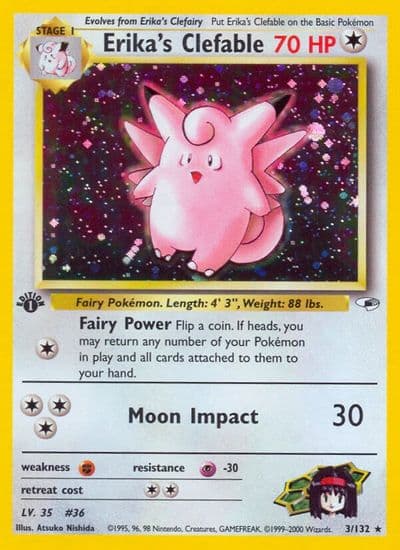 Erika's Clefable Gym Heroes Pokemon card