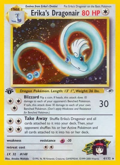 Erika's Dragonair Gym Heroes Pokemon card