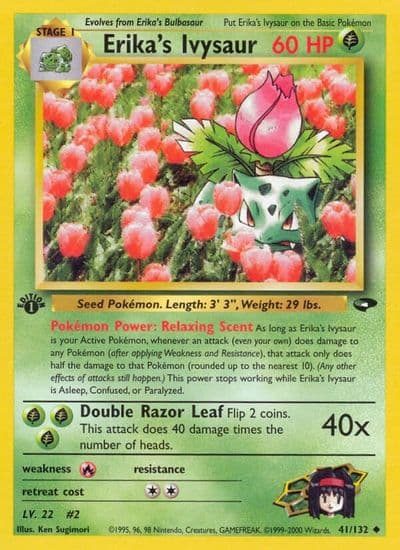 Erika's Ivysaur Gym Challenge Pokemon card
