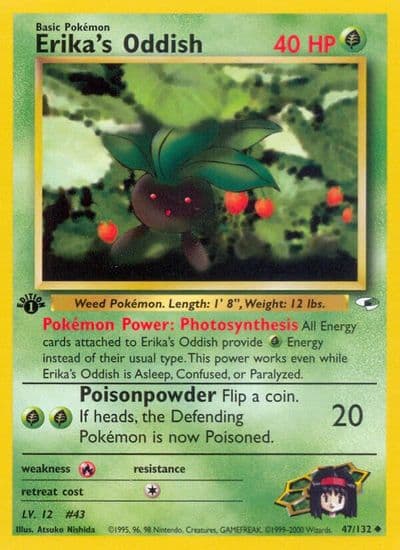Erika's Oddish (47) Gym Heroes Pokemon card