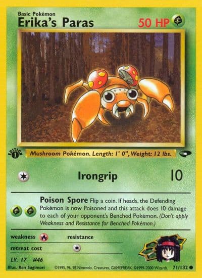 Erika's Paras Gym Challenge Pokemon card
