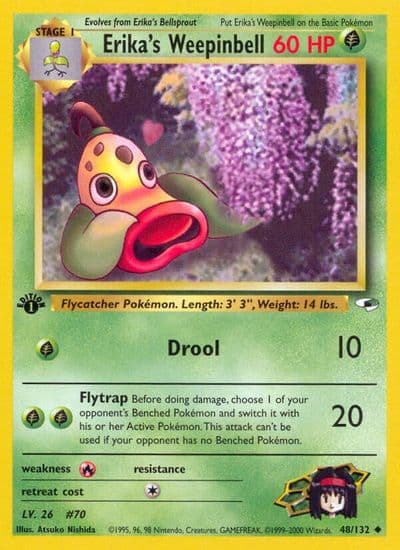 Erika's Weepinbell (48) Gym Heroes Pokemon card