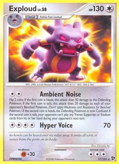 Exploud Great Encounters Pokemon card
