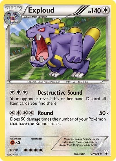 Exploud Plasma Storm Pokemon card