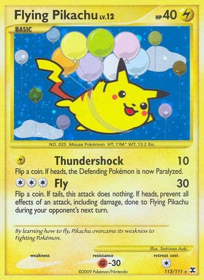 Flying Pikachu Rising Rivals Pokemon card