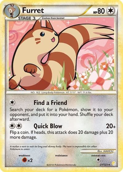 Furret HeartGold SoulSilver Pokemon card