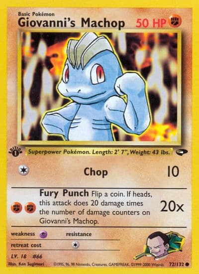 Giovanni's Machop Gym Challenge Pokemon card