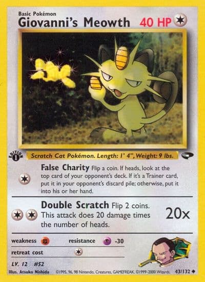 Giovanni's Meowth (43) Gym Challenge Pokemon card