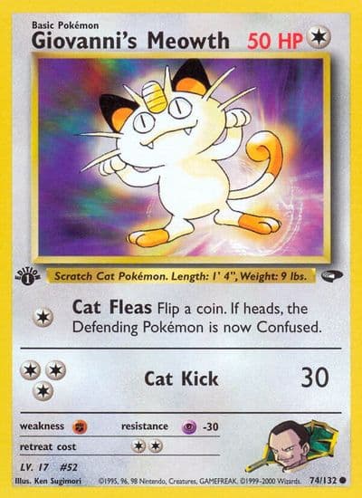 Giovanni's Meowth (74) Gym Challenge Pokemon card