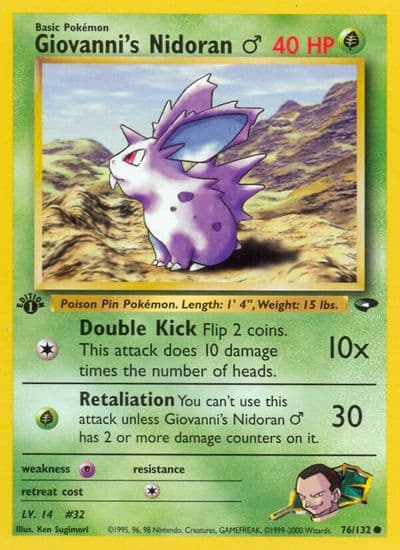 Giovanni's Nidoran M Gym Challenge Pokemon card