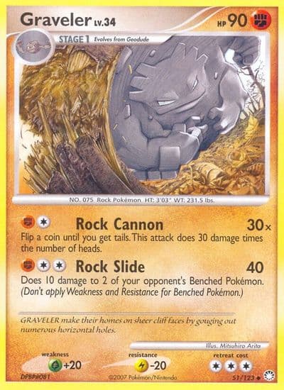 Graveler Mysterious Treasures Pokemon card
