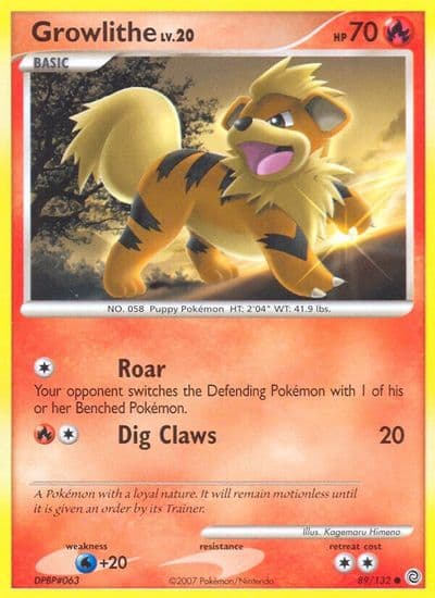 Growlithe Secret Wonders Pokemon card