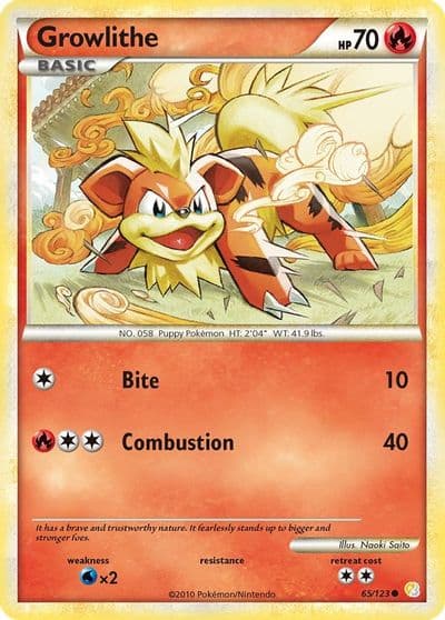 Growlithe HeartGold SoulSilver Pokemon card