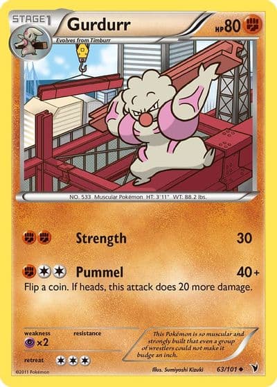 Gurdurr Noble Victories Pokemon card