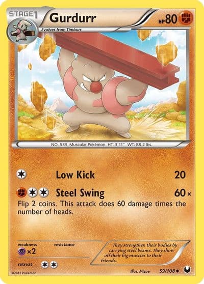 Gurdurr Dark Explorers Pokemon card