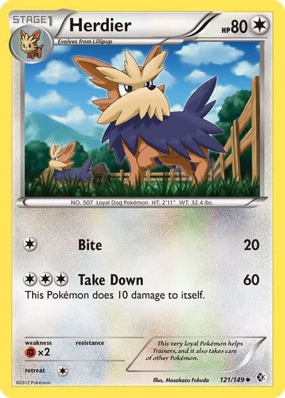Herdier Boundaries Crossed Pokemon card
