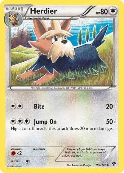 Herdier XY Base Set Pokemon card