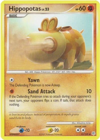 Hippopotas Diamond and Pearl Pokemon card