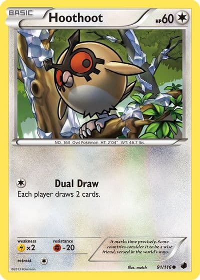 Hoothoot Plasma Freeze Pokemon card