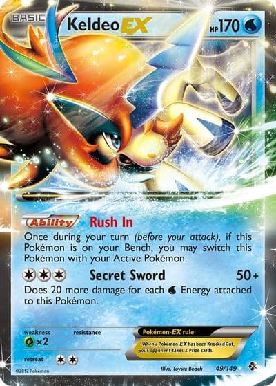 Keldeo EX Boundaries Crossed Pokemon card