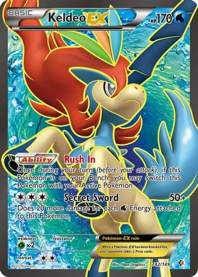 Keldeo EX (142 Full Art) Boundaries Crossed Pokemon card