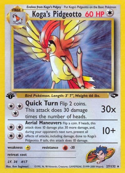 Koga's Pidgeotto Gym Challenge Pokemon card