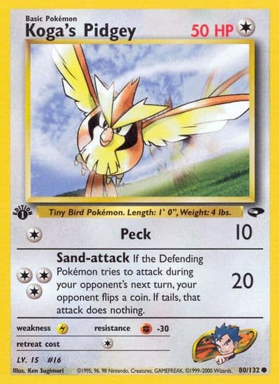 Koga's Pidgey (80) Gym Challenge Pokemon card